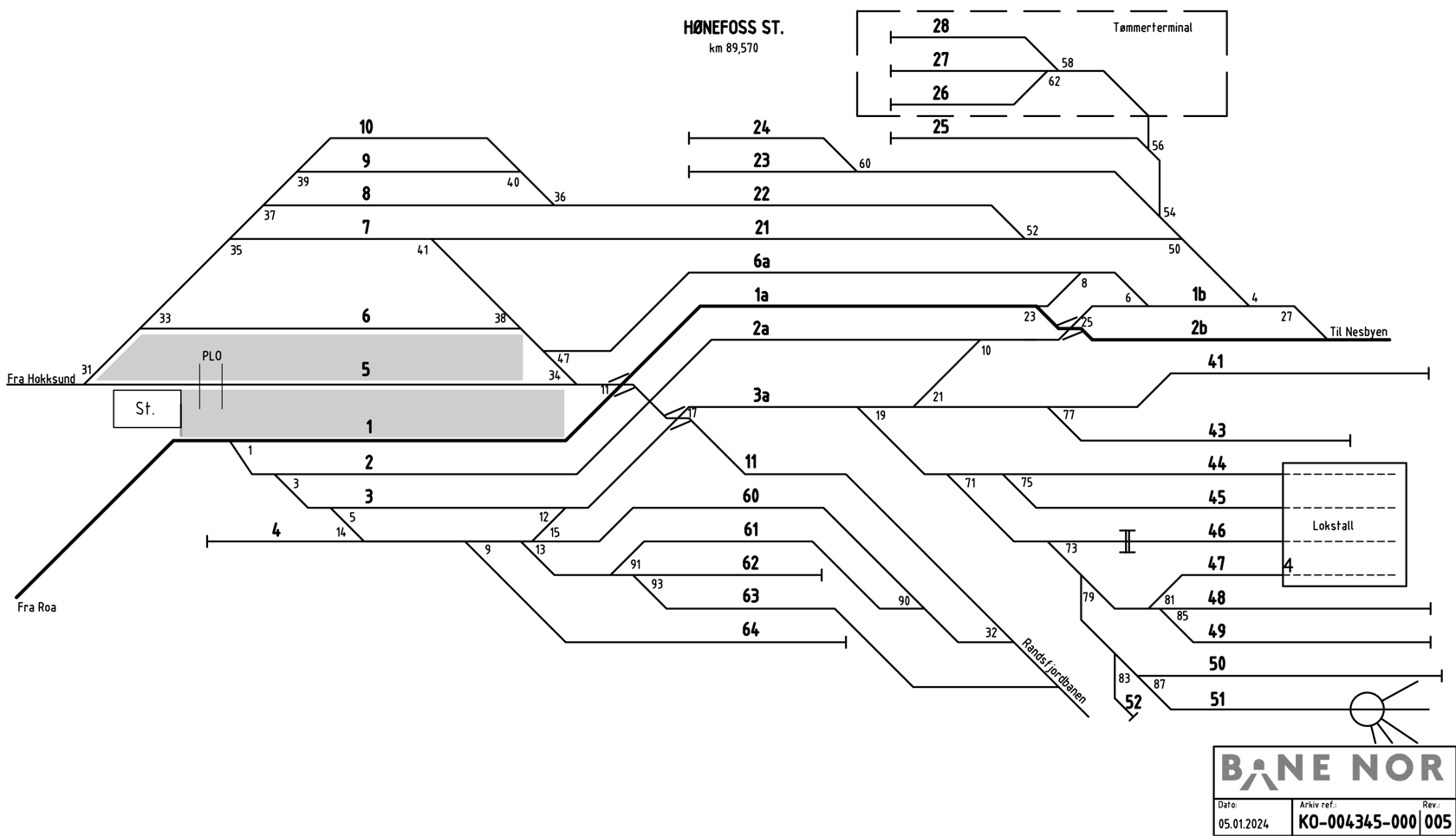 Track plan Hønefoss station