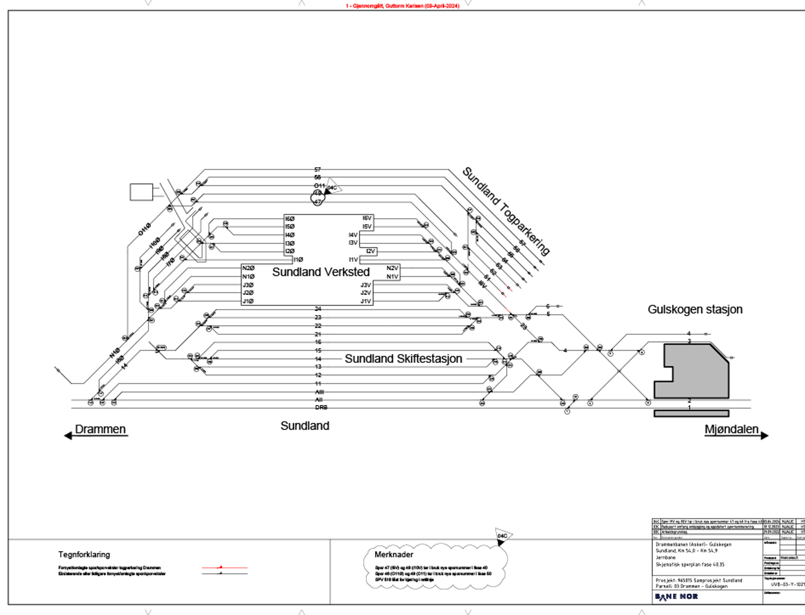 Track plan for Sundland Maintenance Facility, valid from September 2024.