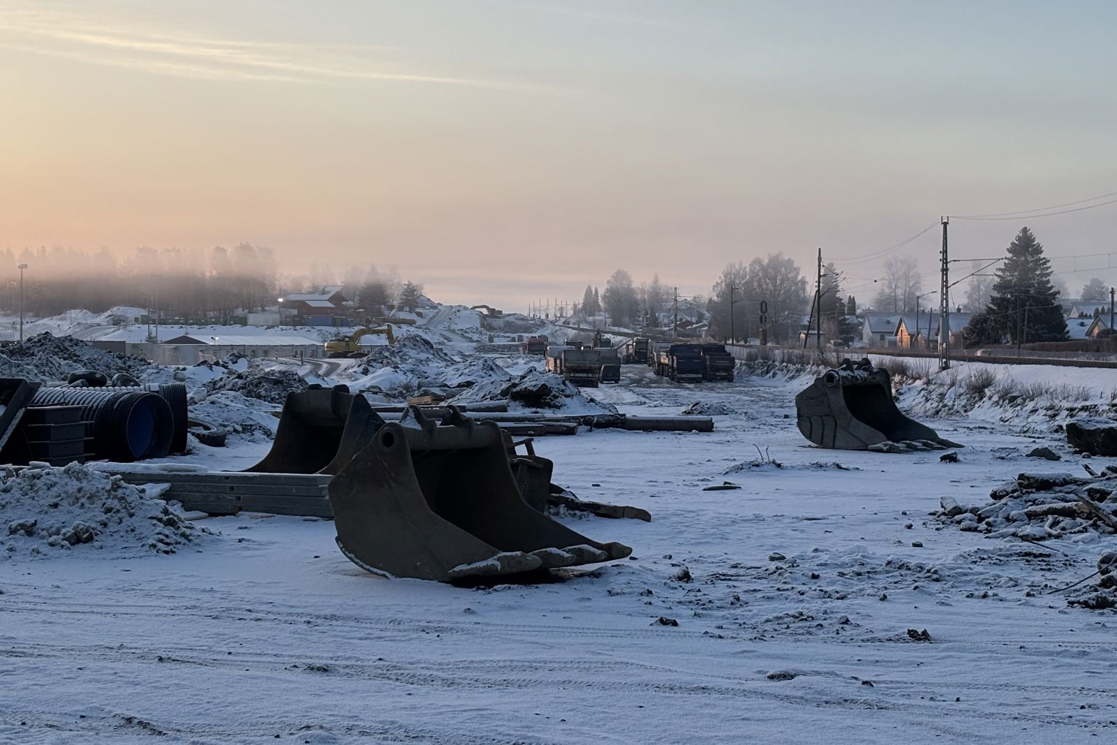 Anleggsområdet i sentrum av Stange. 
