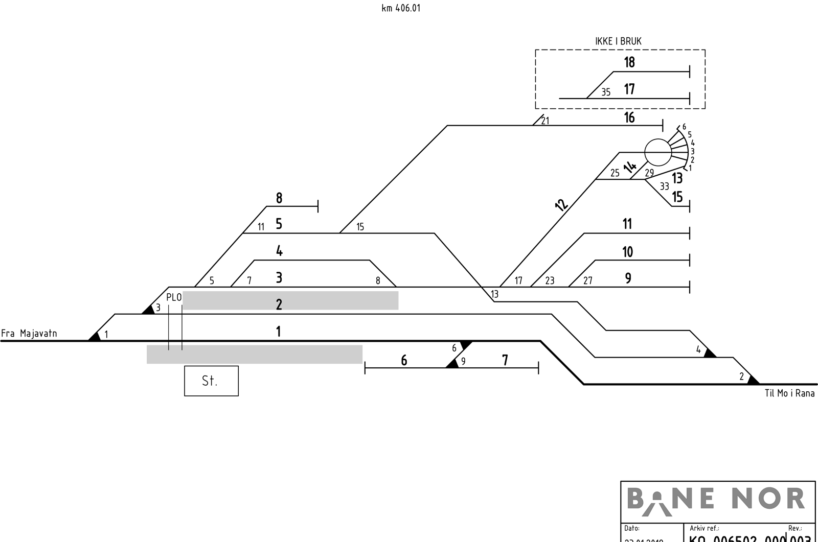 Track plan Mosjøen Stabling Facility