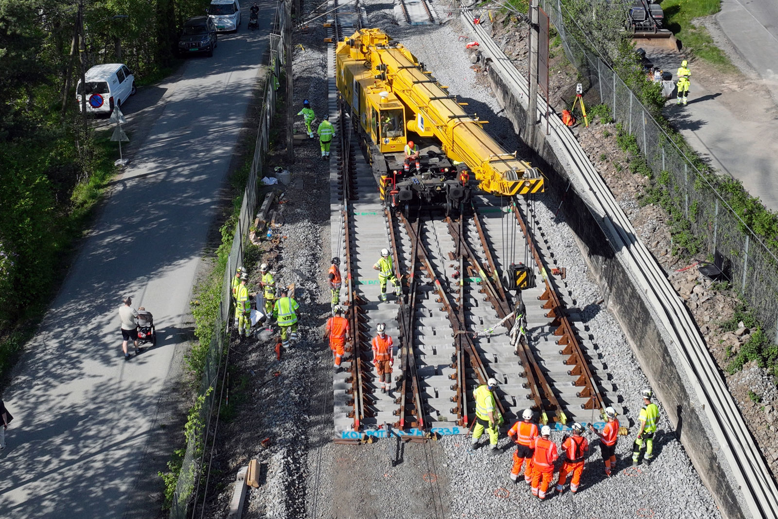 Sporveksel blir montert