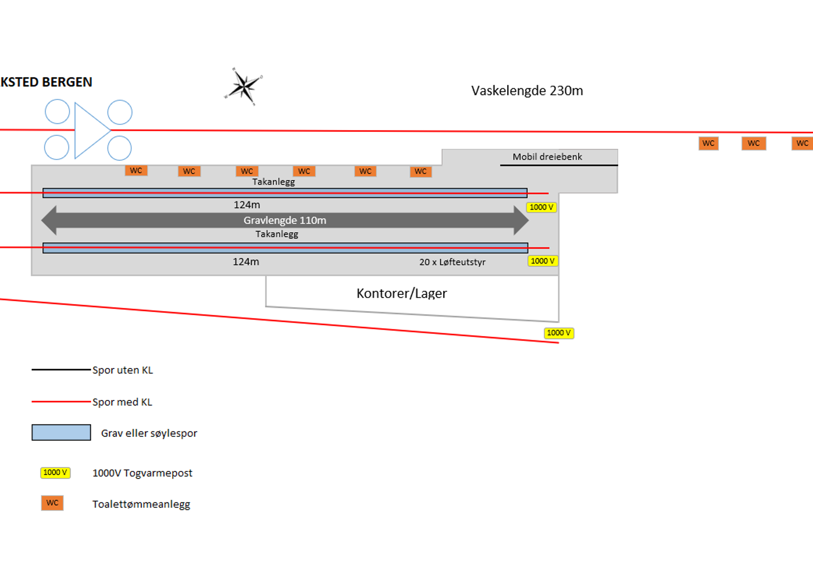 Track plan for Bergen Maintenance Facility