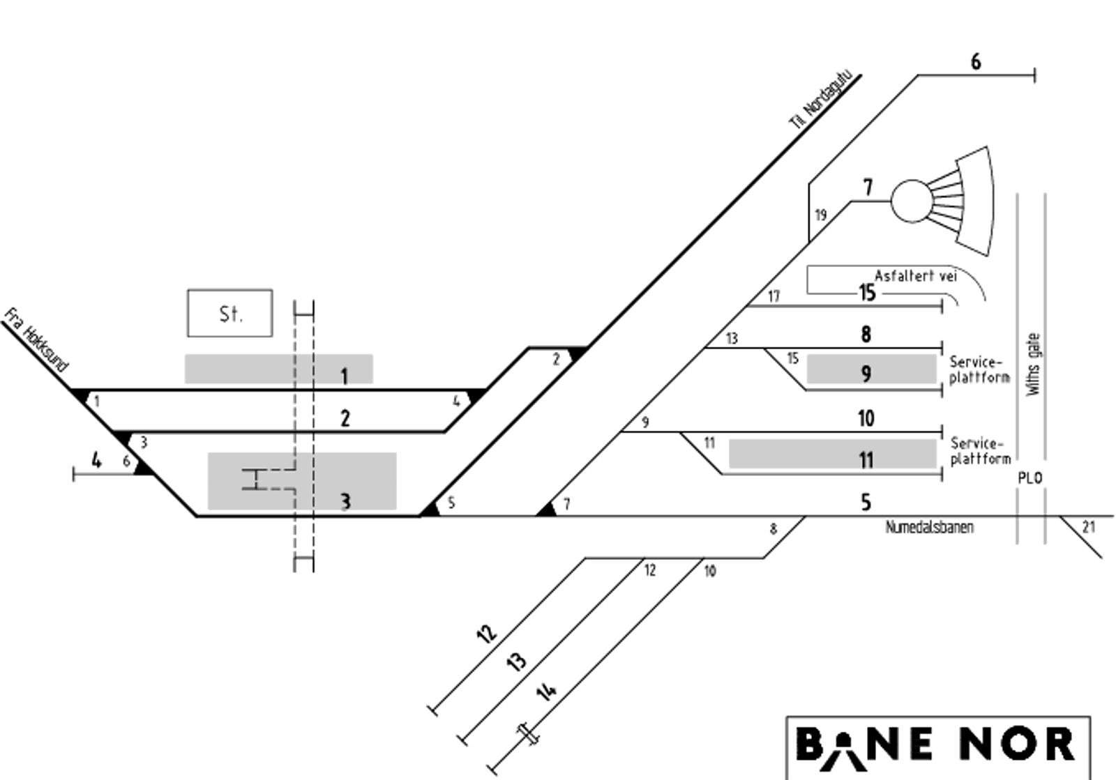 Track plan Kongsberg Stabling Facility