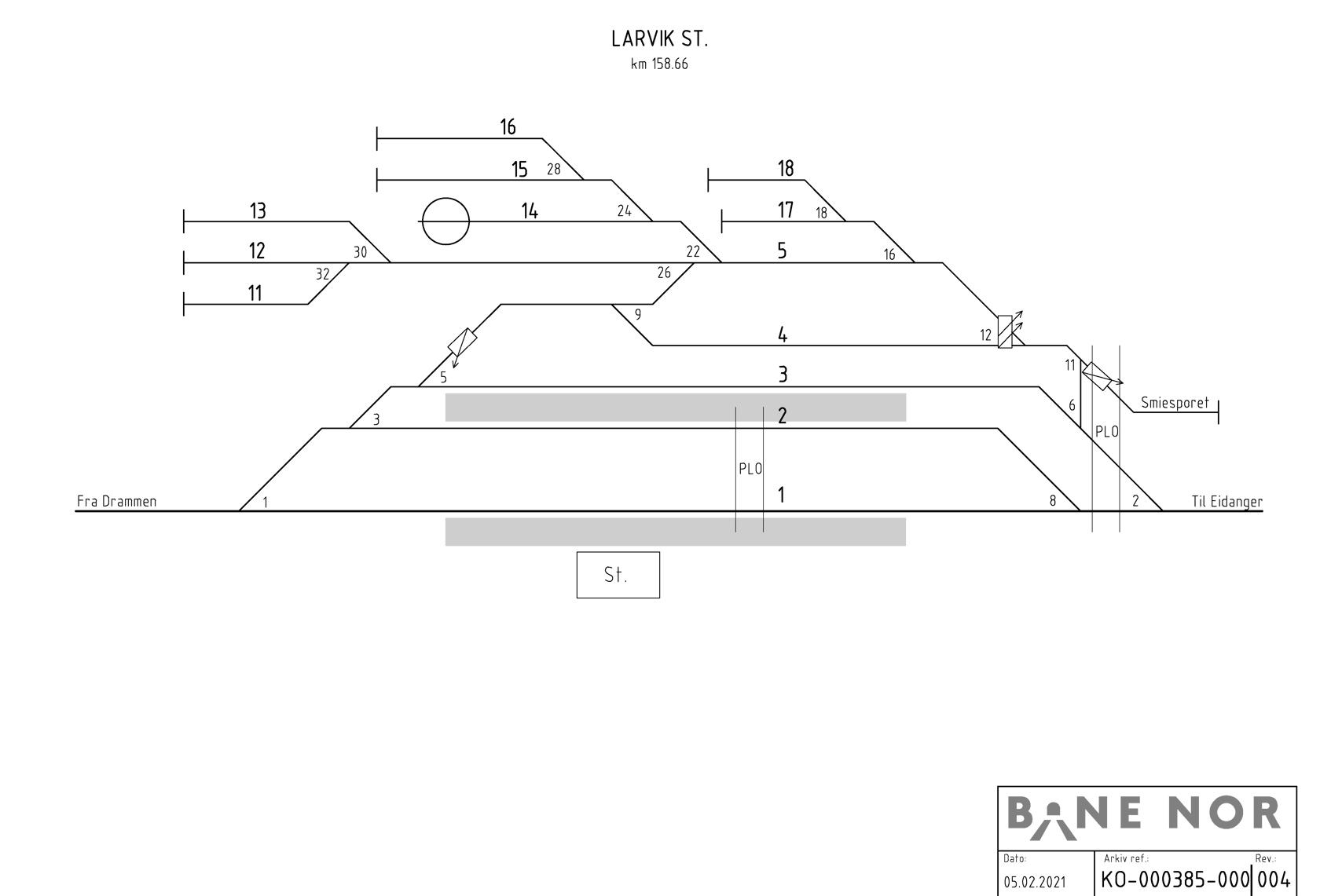 Track plan Larvik station