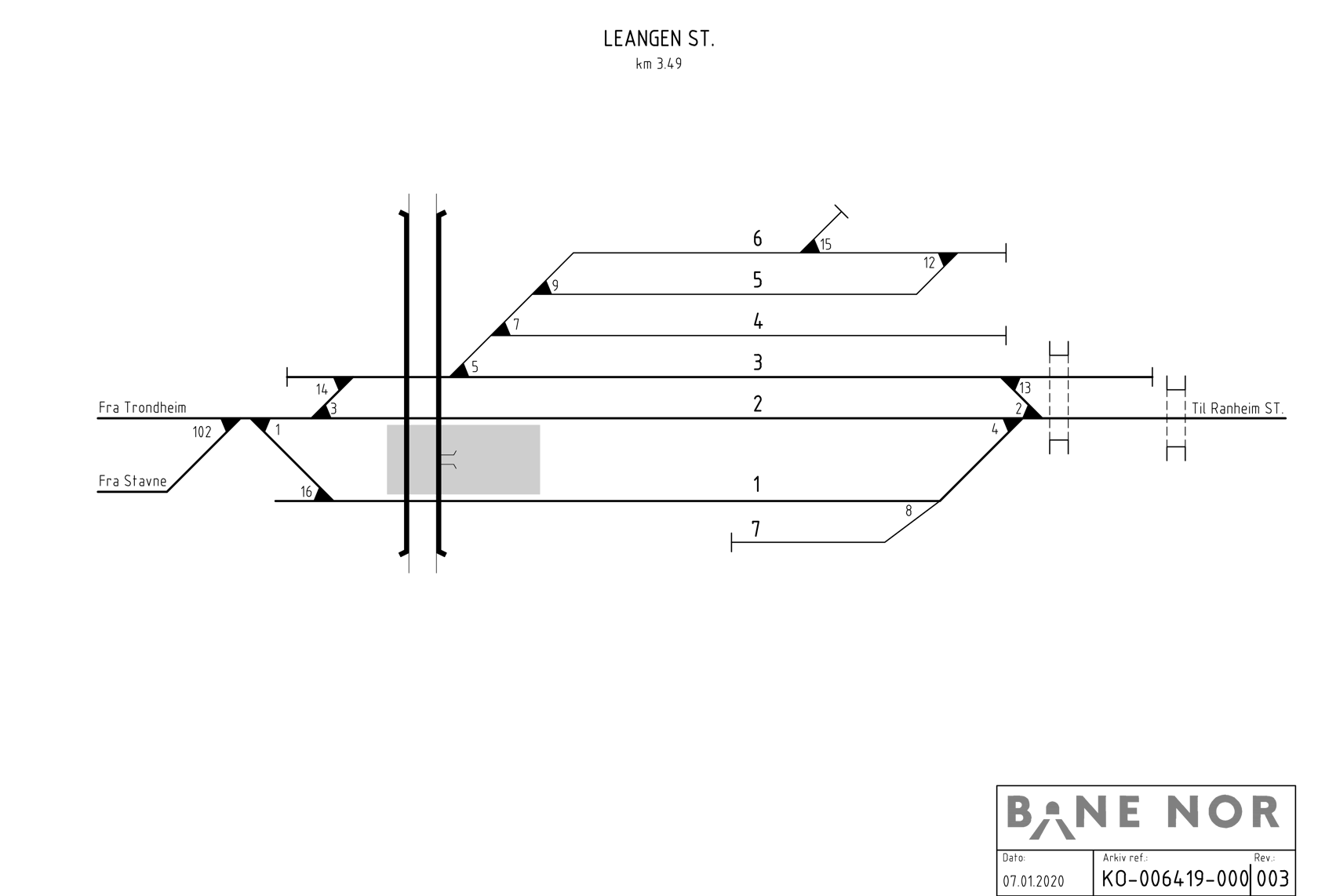 Track plan Leangen station