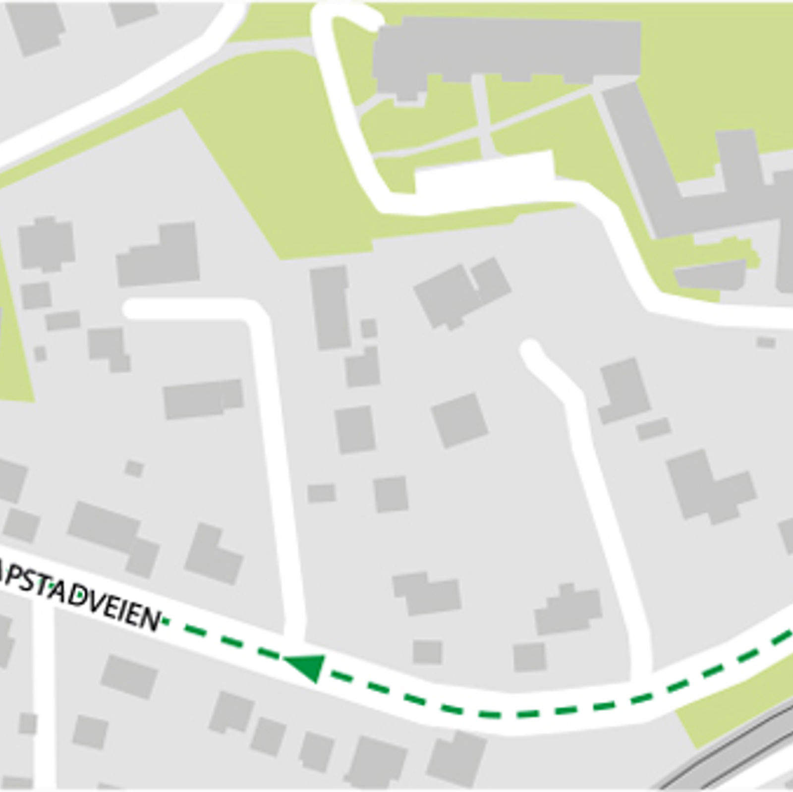 Kartet viser at bussene kjører fra bussholdeplassene Knapstad i Spydebergveien.