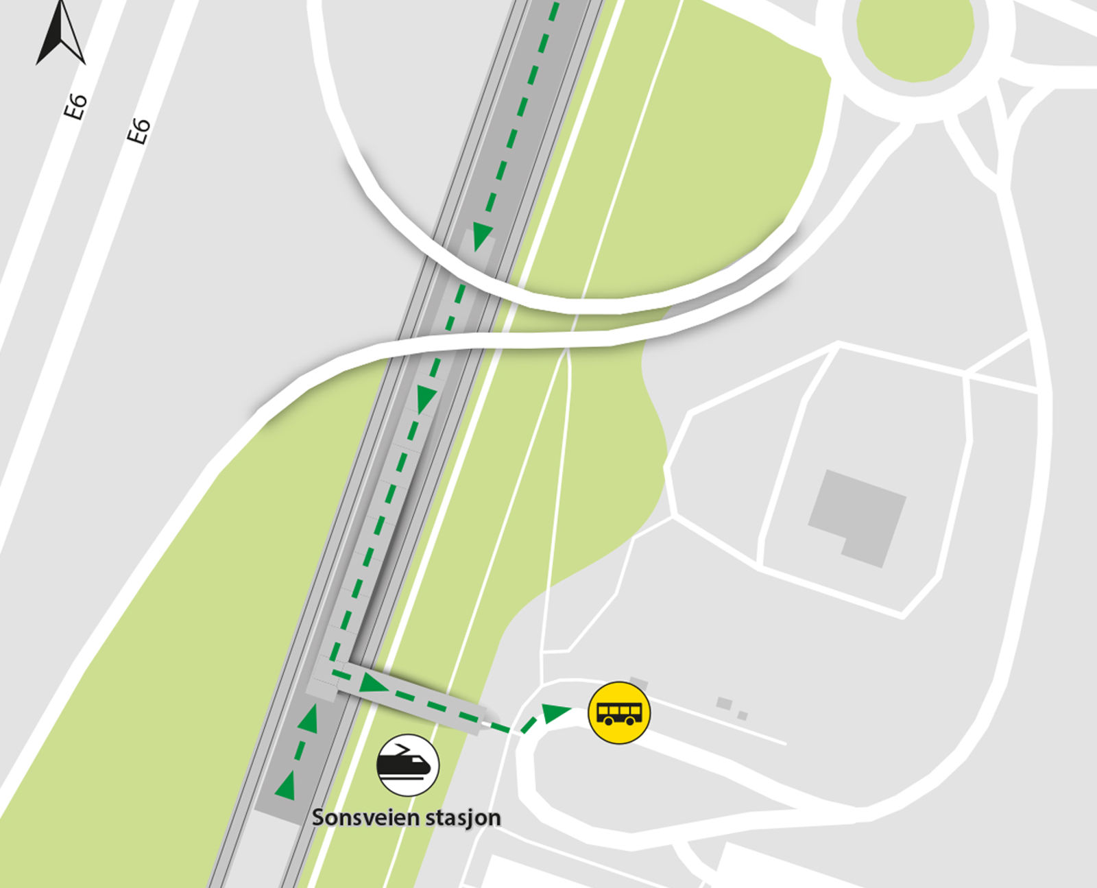 Kartet viser at bussene kjører fra bussholdeplassen Sonsveien stasjon.
