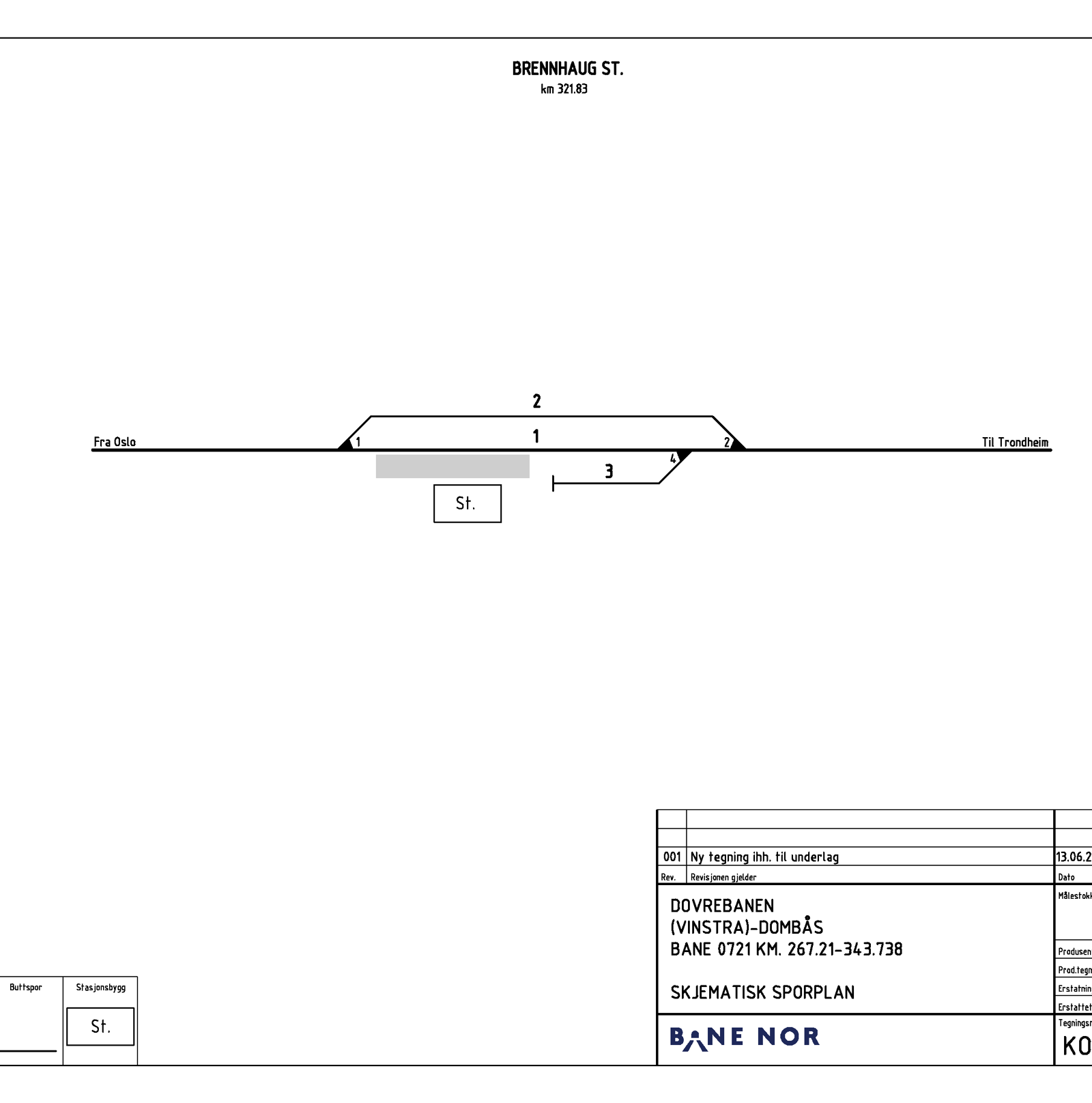 Sporplan for Brennhaug stasjon