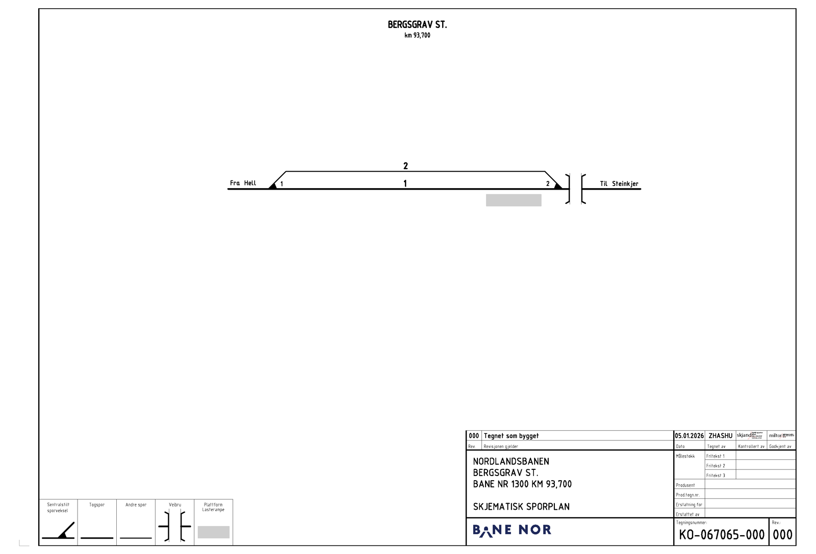 Track plan for Bergsgrav station. 