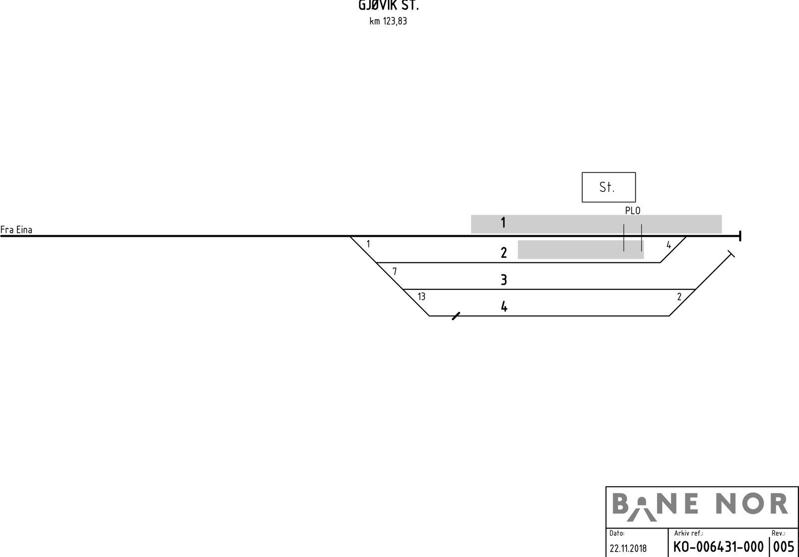 Track plan Gjøvik station