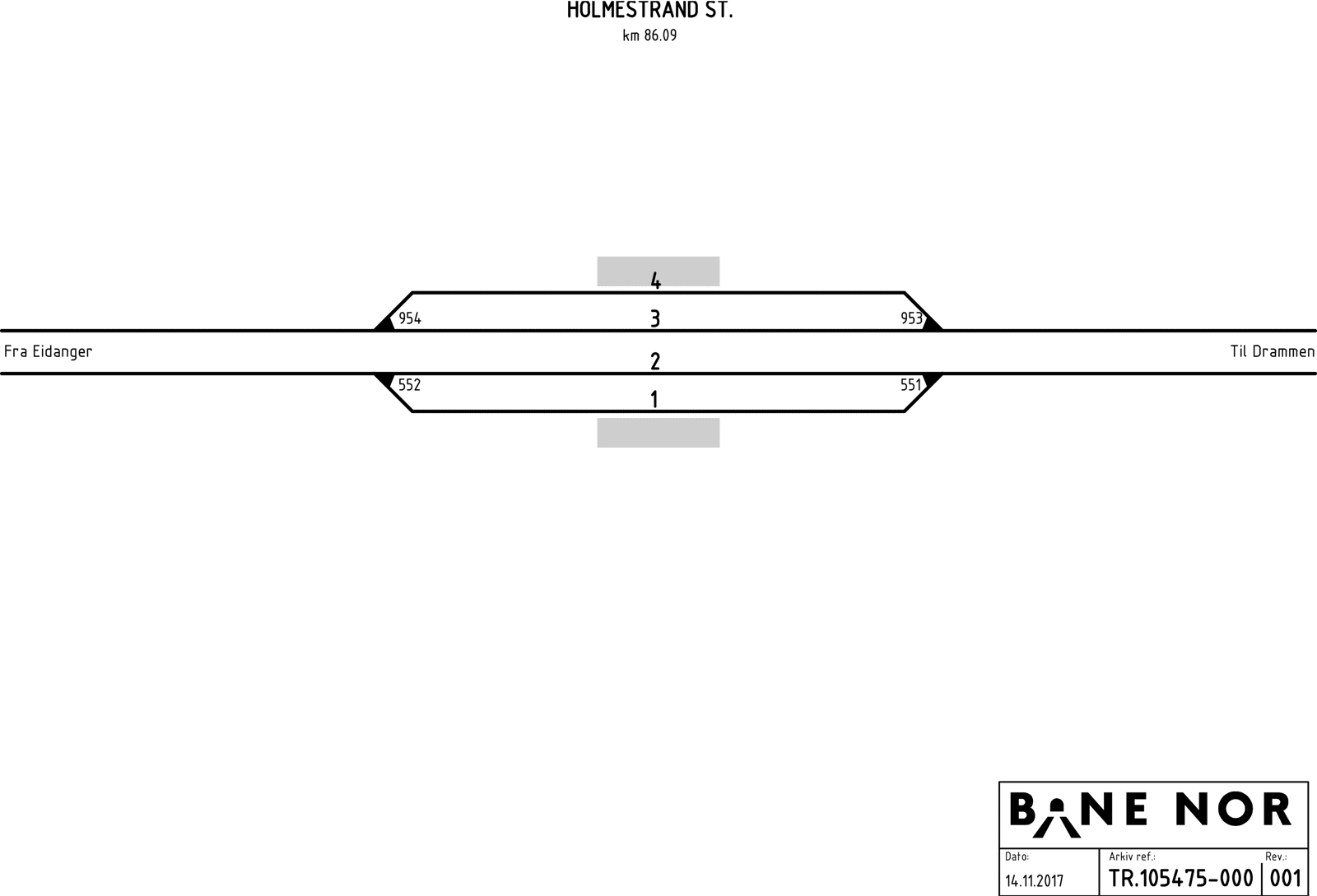 Sporplan Holmestrand stasjon