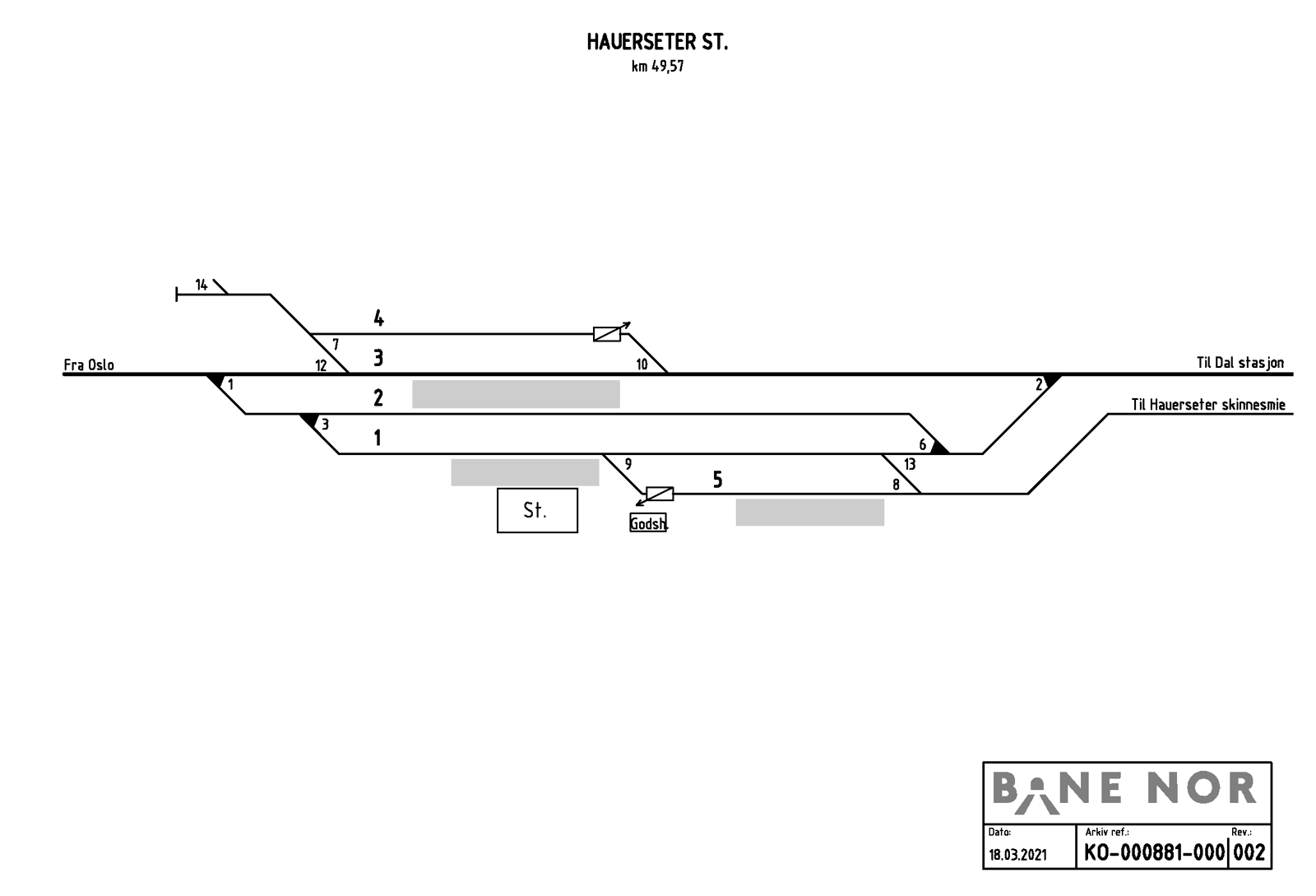 Track plan for Hauerseter Station