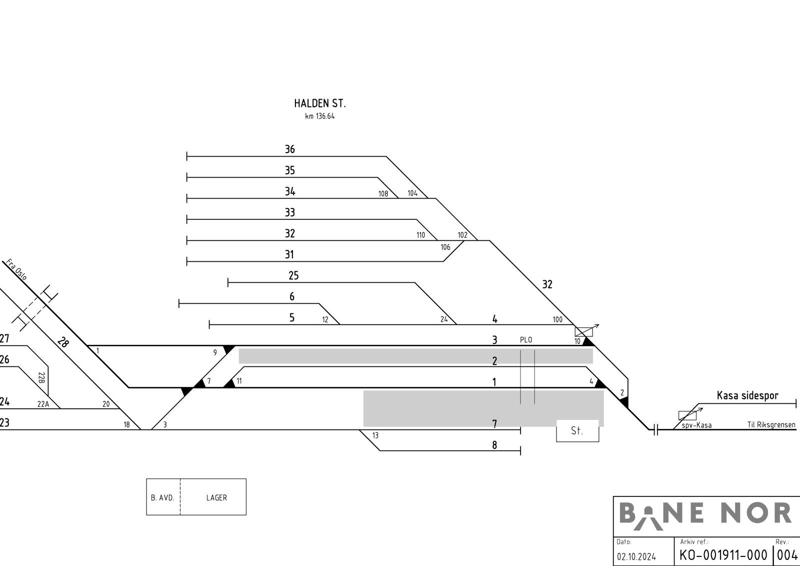 Track plan Halden station