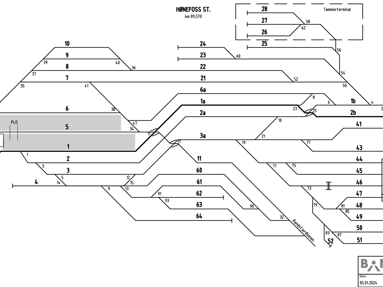 Sporplan for Hønefoss stasjon