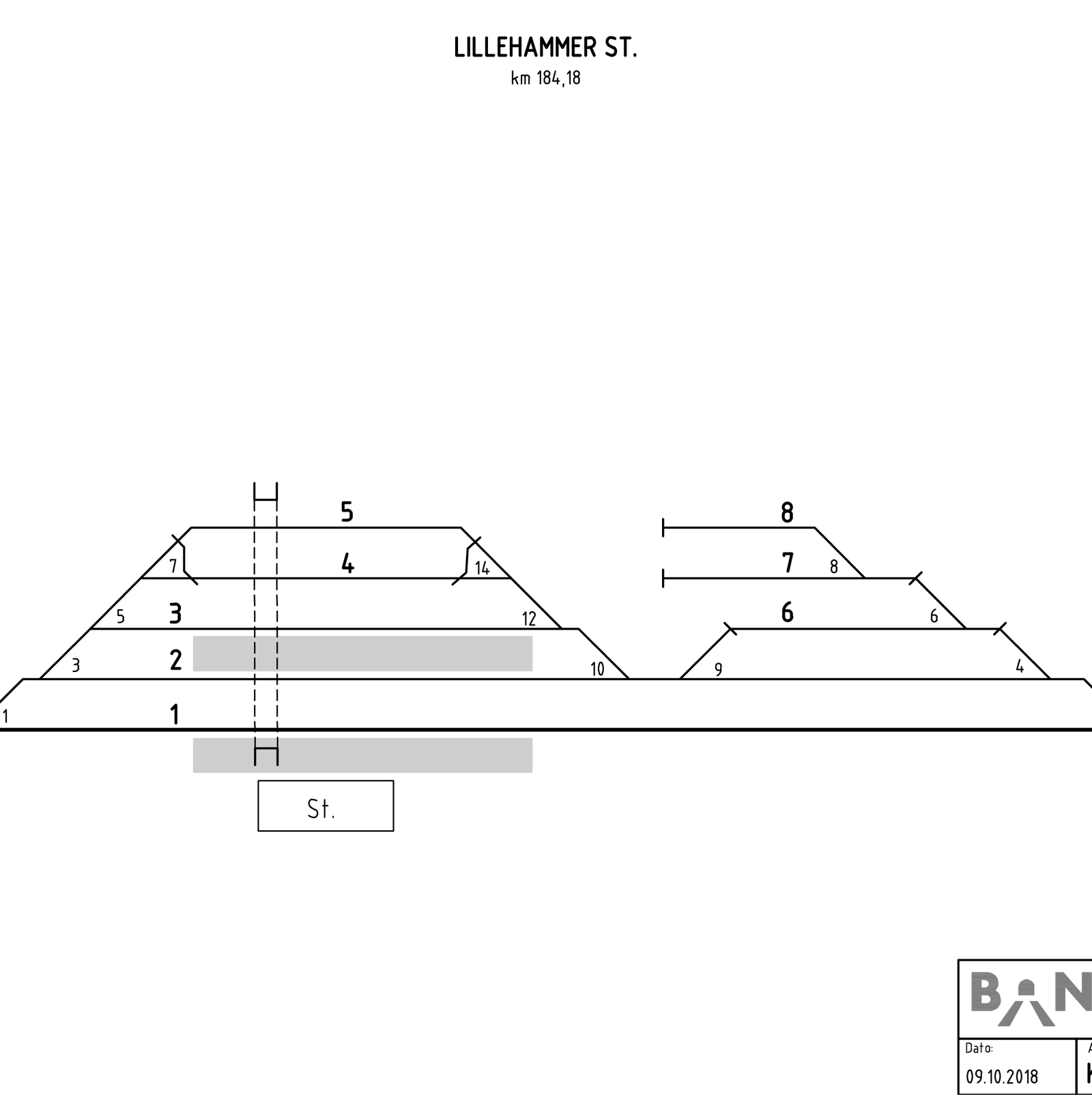 Track plan Lillehammer stasjon