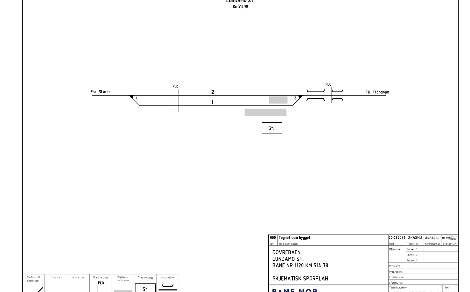 Track plan for Lundamo station. 