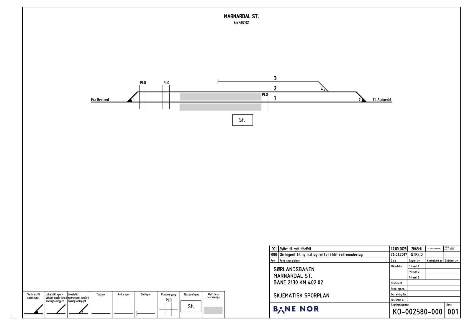 Track plan for Marnadal station