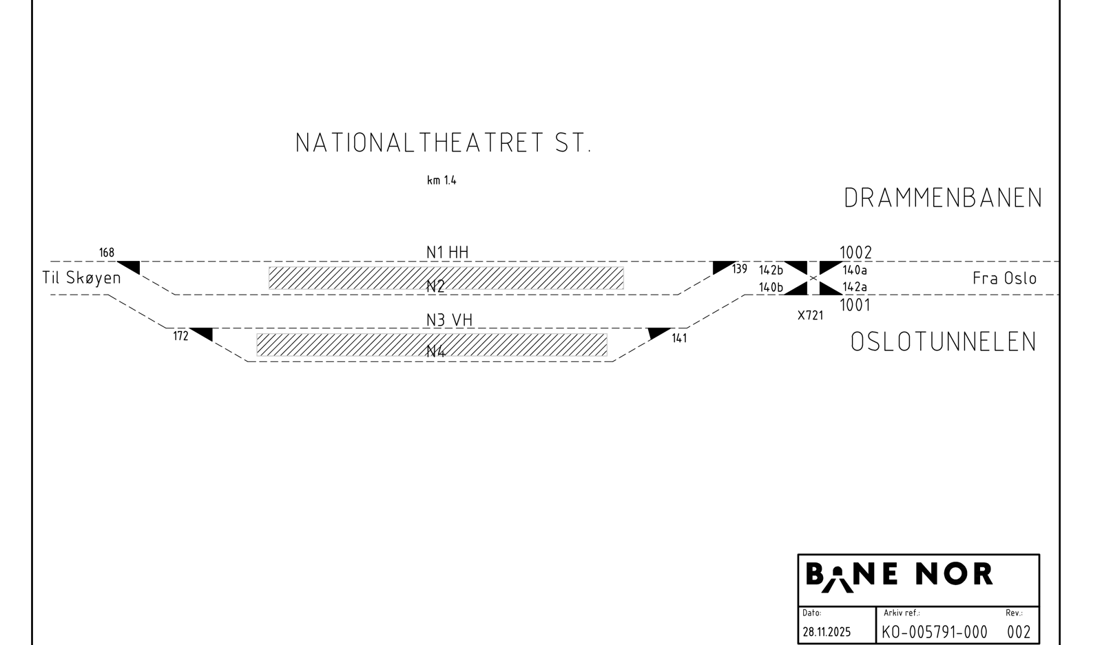 Track plan Nationaltheatret station