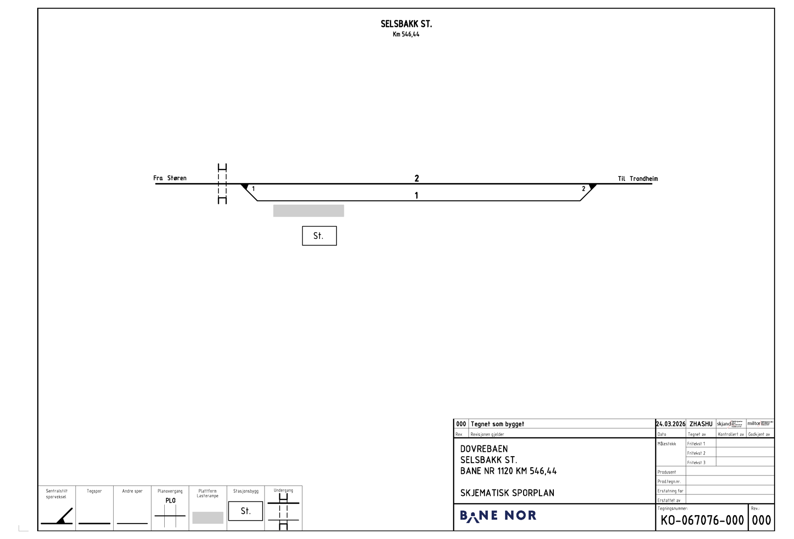 Schematic track plan for Selsbakk station.