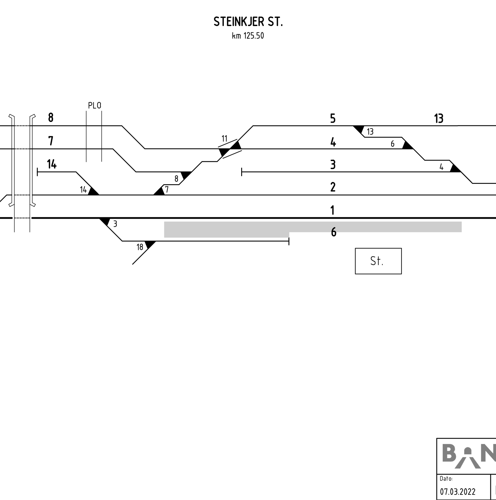Track plan Steinkjer station