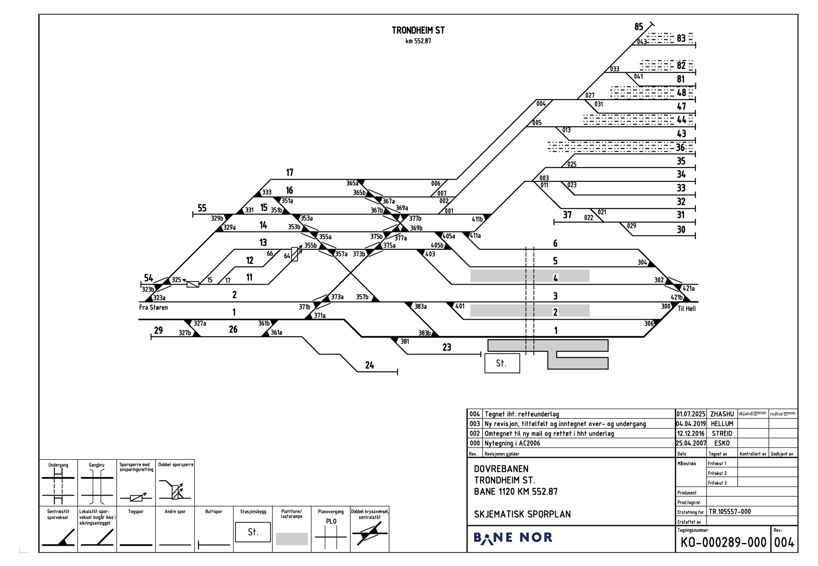 Track plan Trondheim S station