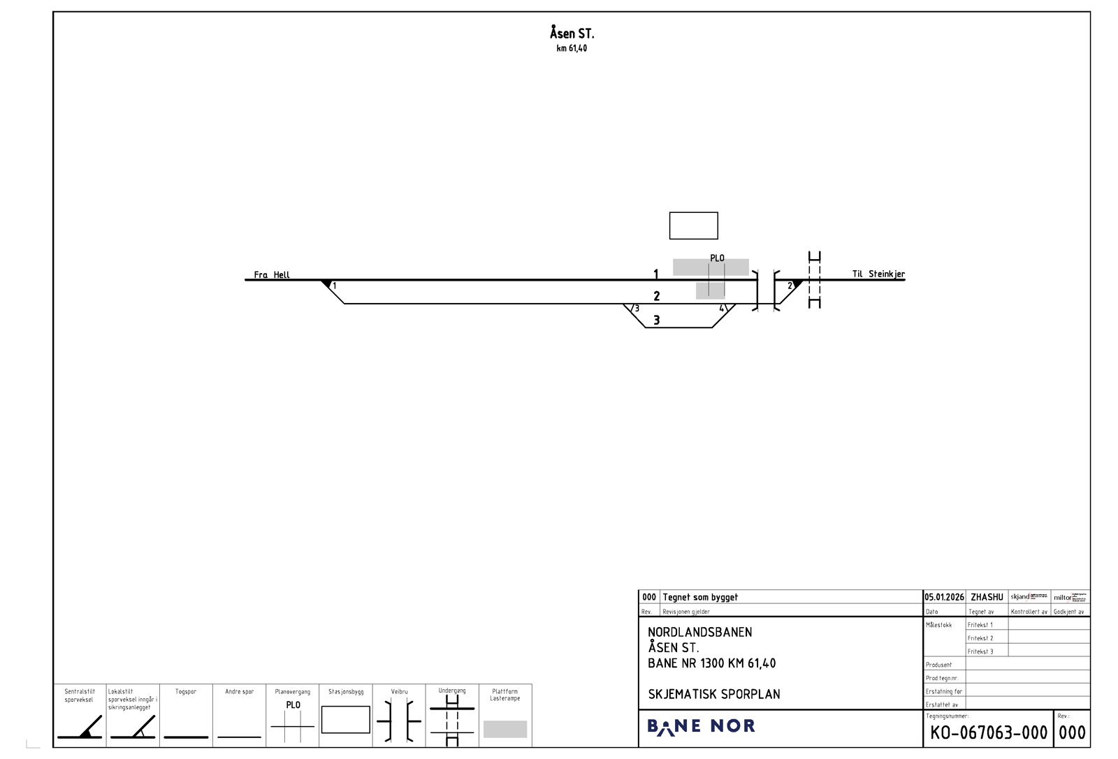 Track plan for Åsen station.